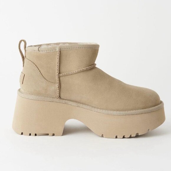 UGG Women’s Classic Ultra Mini New Heights Platform Boots Mustard Seed, Size 11 - Picture 2 of 16